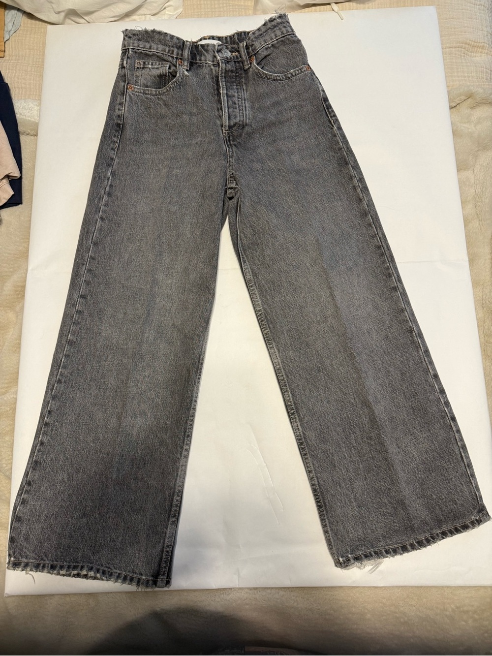Zara Distressed Gray Denim Jeans